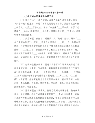 环保局2024年半年工作小结