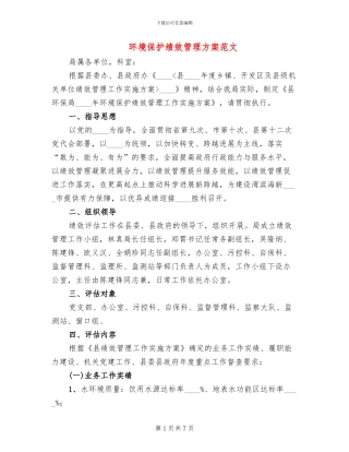 环境保护绩效管理方案范文