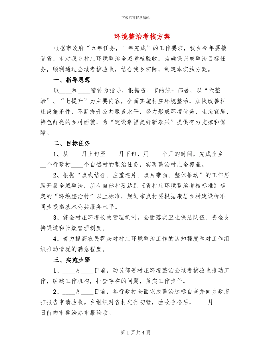 环境整治考核方案_第1页