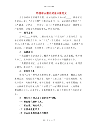 环境综合整治实施方案范文
