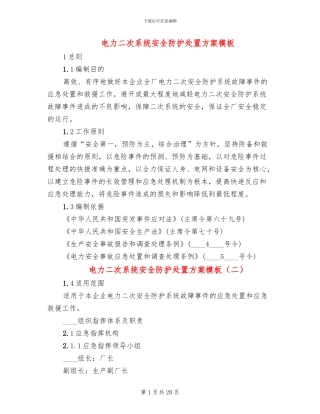 电力二次系统安全防护处置方案模板