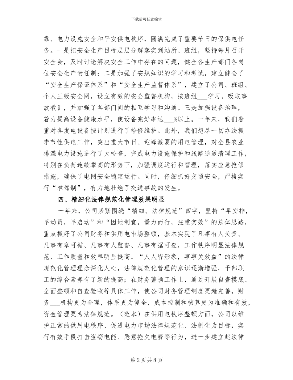 电力企业2024年终工作总结_第2页