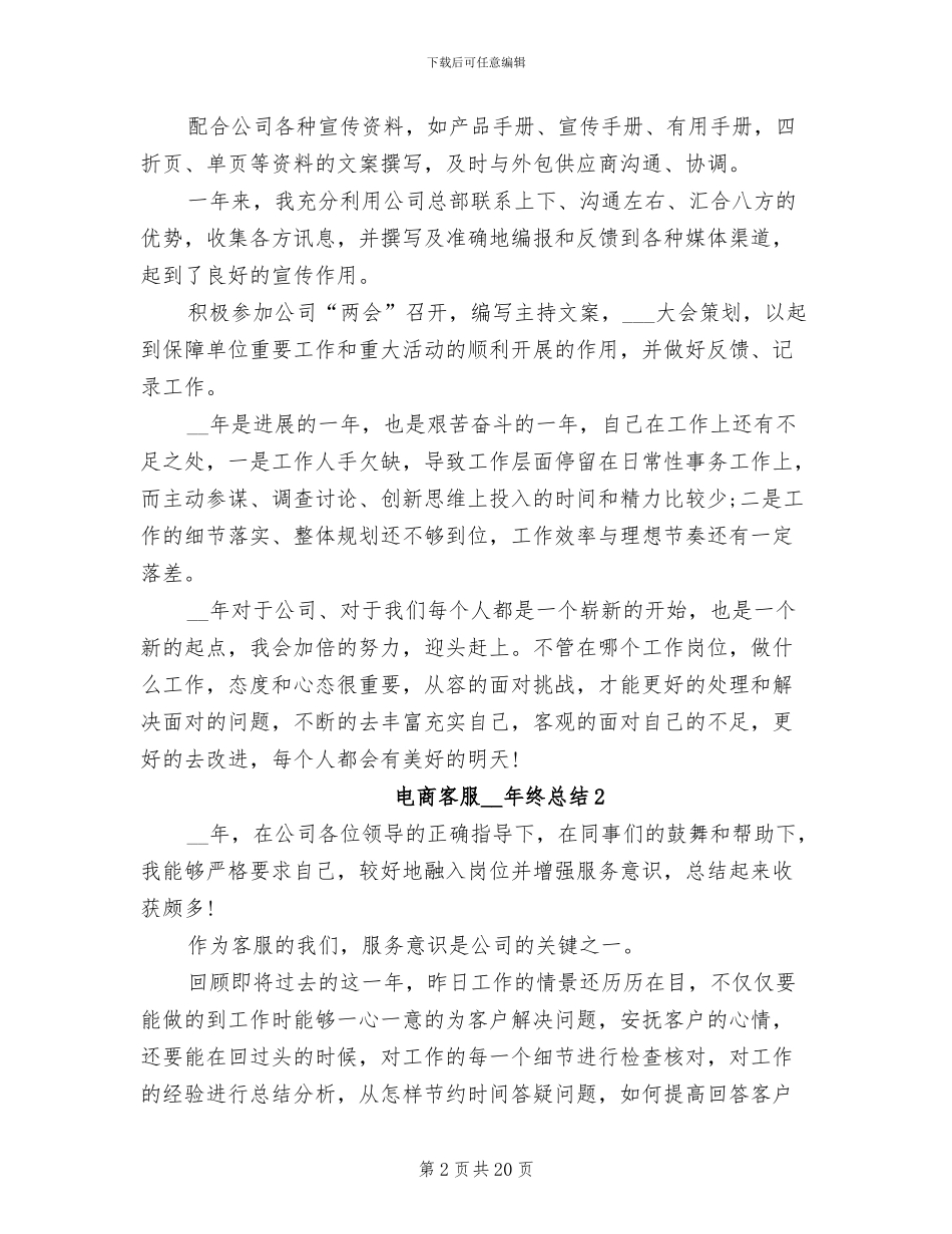 电商客服2024年终总结_第2页