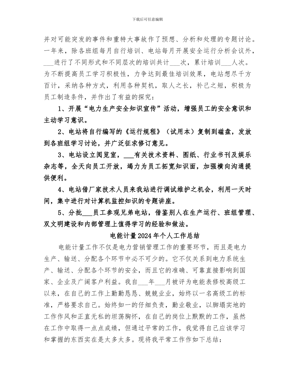 电站申报2024年度安全生产先进集体总结范文材料_第3页