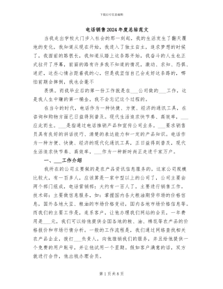 电话销售2024年度总结范文