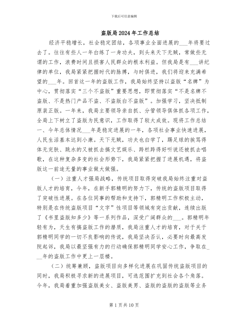 盗版局2024年工作总结_第1页