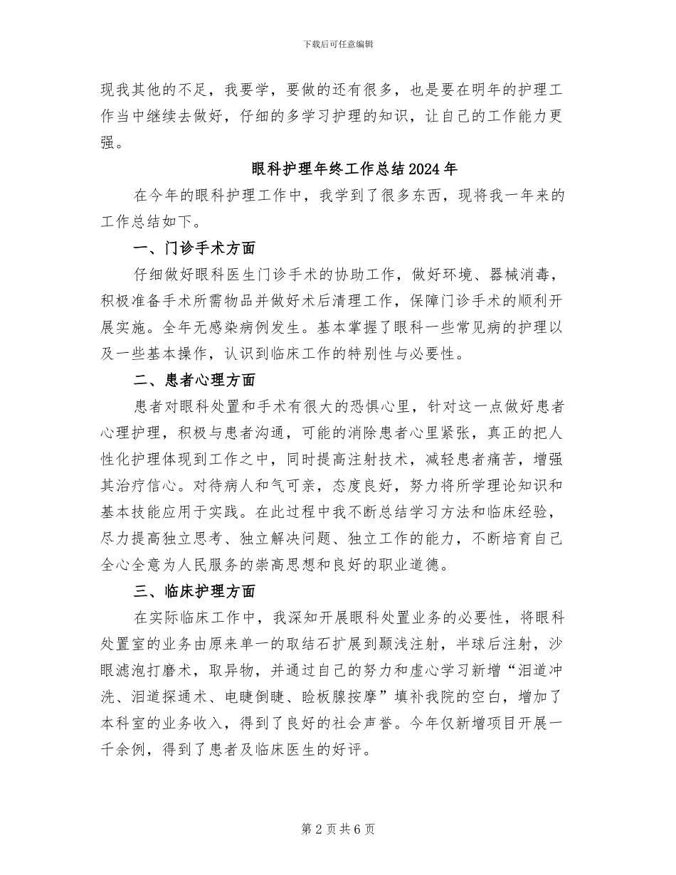 眼科护士年终个人工作总结2024年_第2页