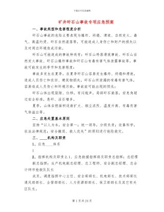 矿井矸石山事故专项应急预案