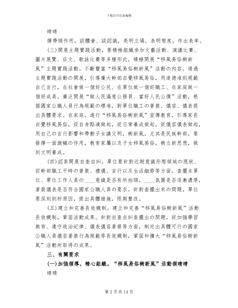 移风易俗实施方案范本_第2页