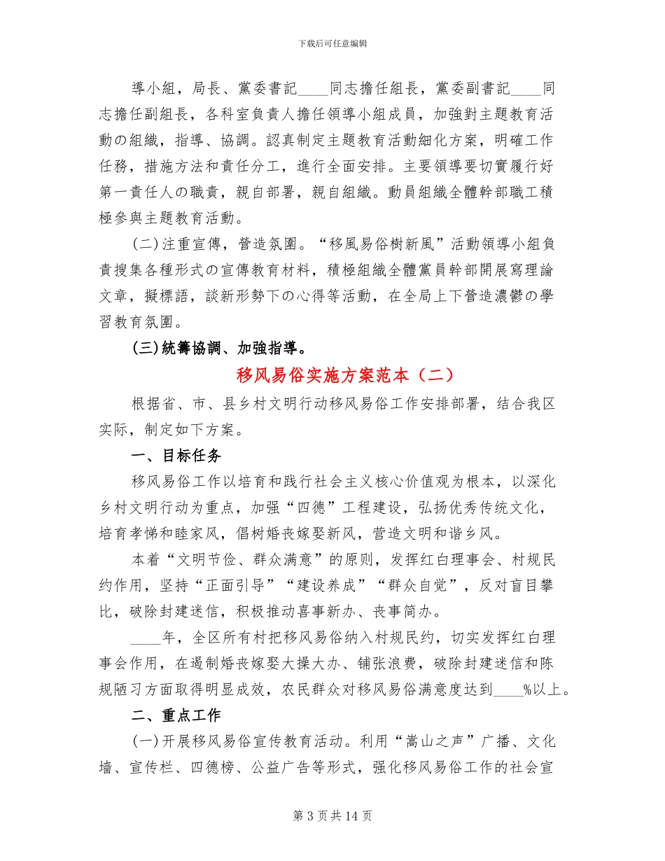 移风易俗实施方案范本_第3页