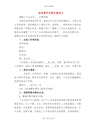 突发事件处理方案范文