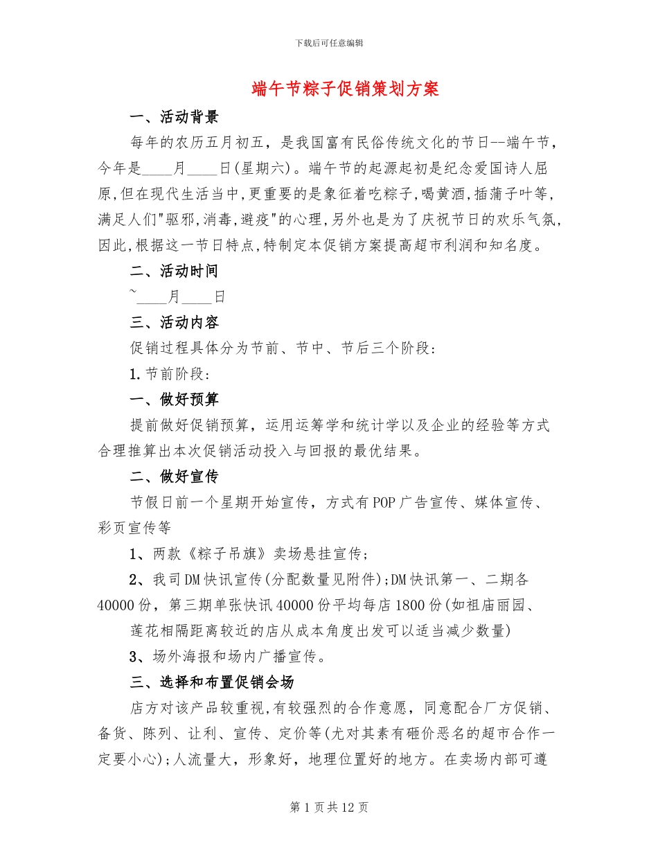 端午节粽子促销策划方案_第1页