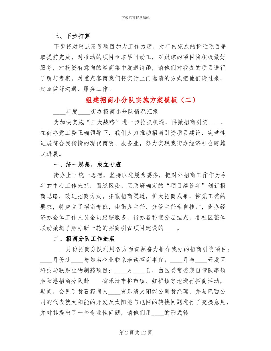 组建招商小分队实施方案模板_第2页