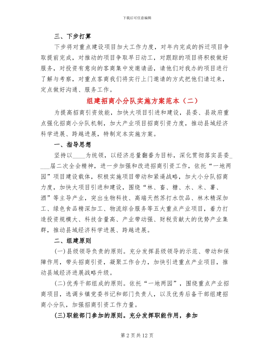 组建招商小分队实施方案范本_第2页