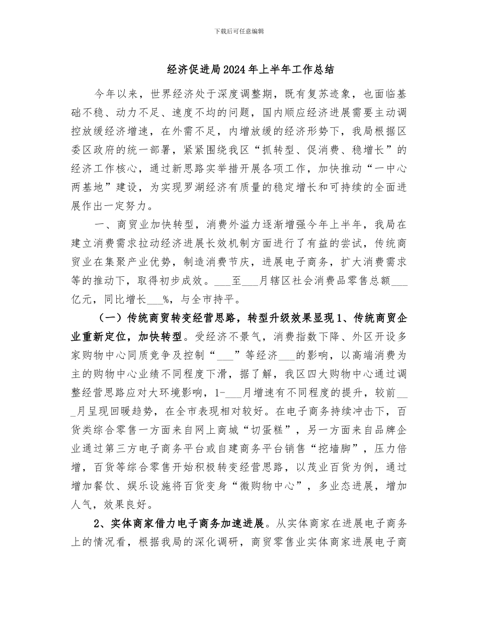 经济促进局2024年上半年工作总结_第1页
