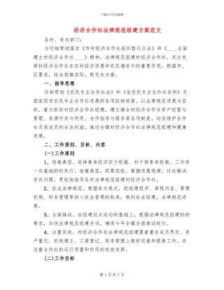 经济合作社规范组建方案范文