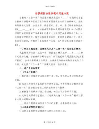 结核病防治服务模式实施方案
