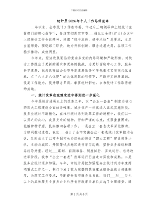 统计员2024年个人工作总结范本