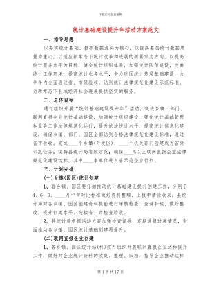 统计基础建设提升年活动方案范文(4篇)