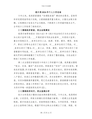统计局2024年个人工作总结