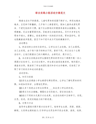 综合实践小组活动方案范文