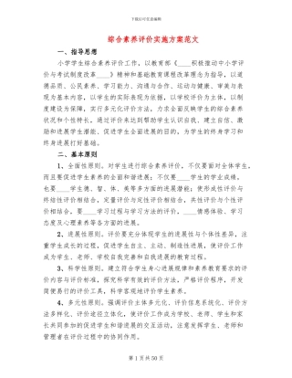 综合素质评价实施方案范文