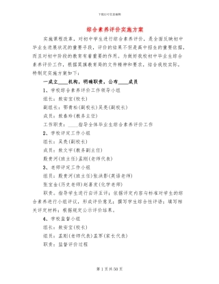 综合素质评价实施方案