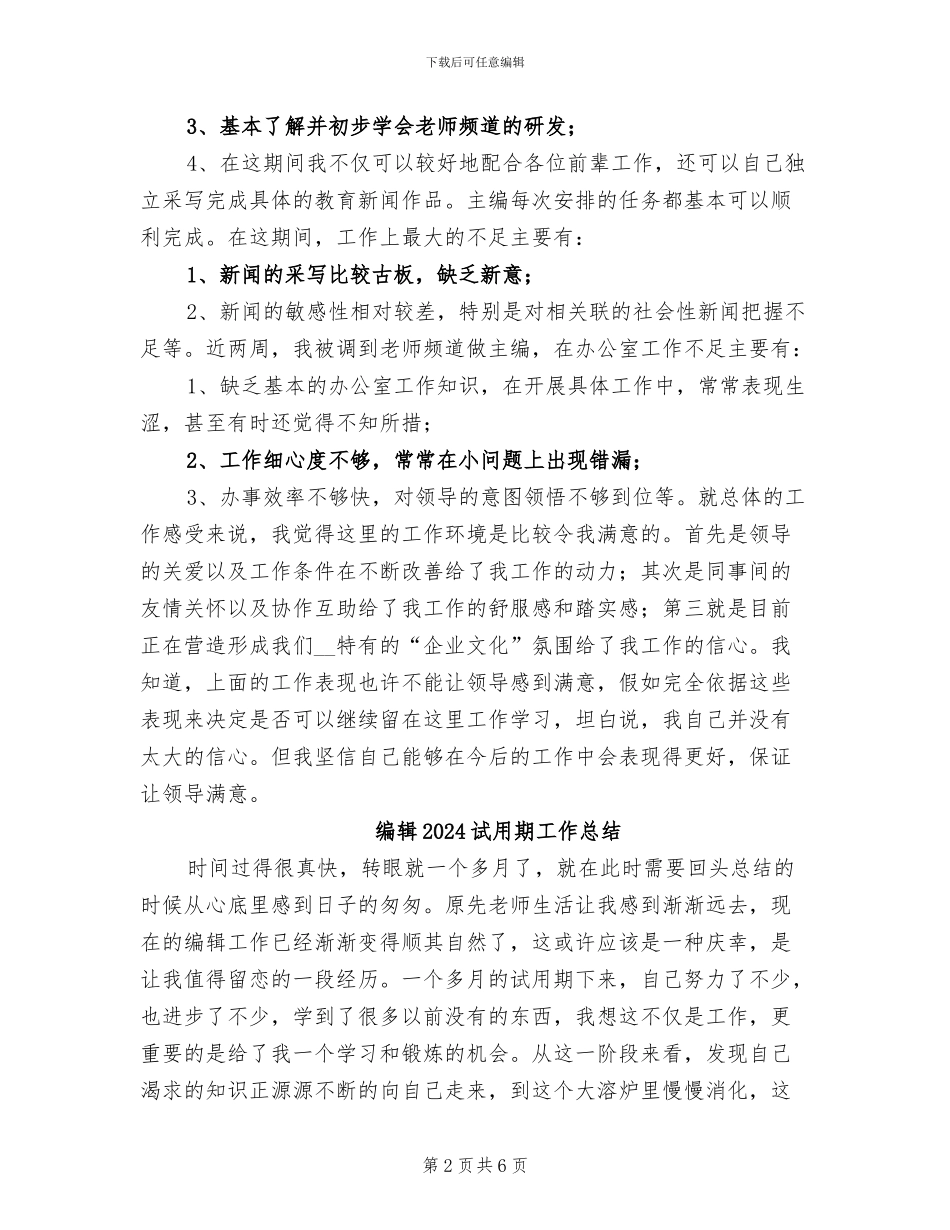 编辑2024年试用期工作总结_第2页