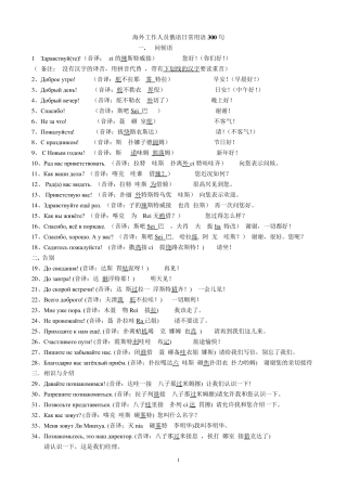 俄语日常用语300句