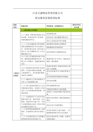 保安业务外包服务质量检查标准