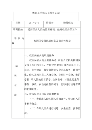 保安人员培训记录