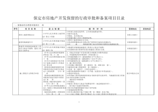 保定市房地产开发保留的行政审批和备案项目目录