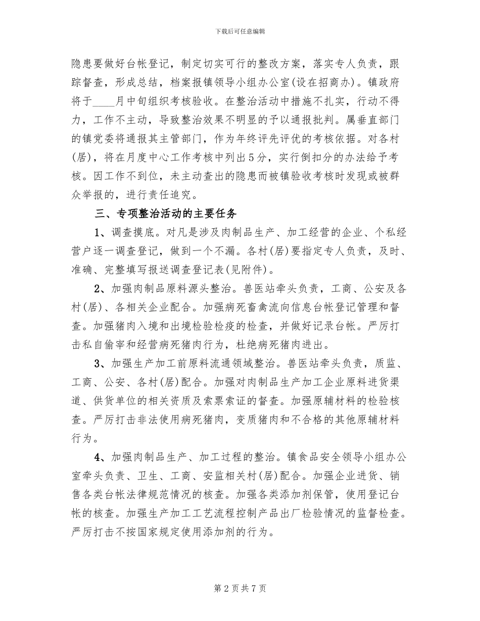 肉制品质量安全整治方案范文(2篇)_第2页