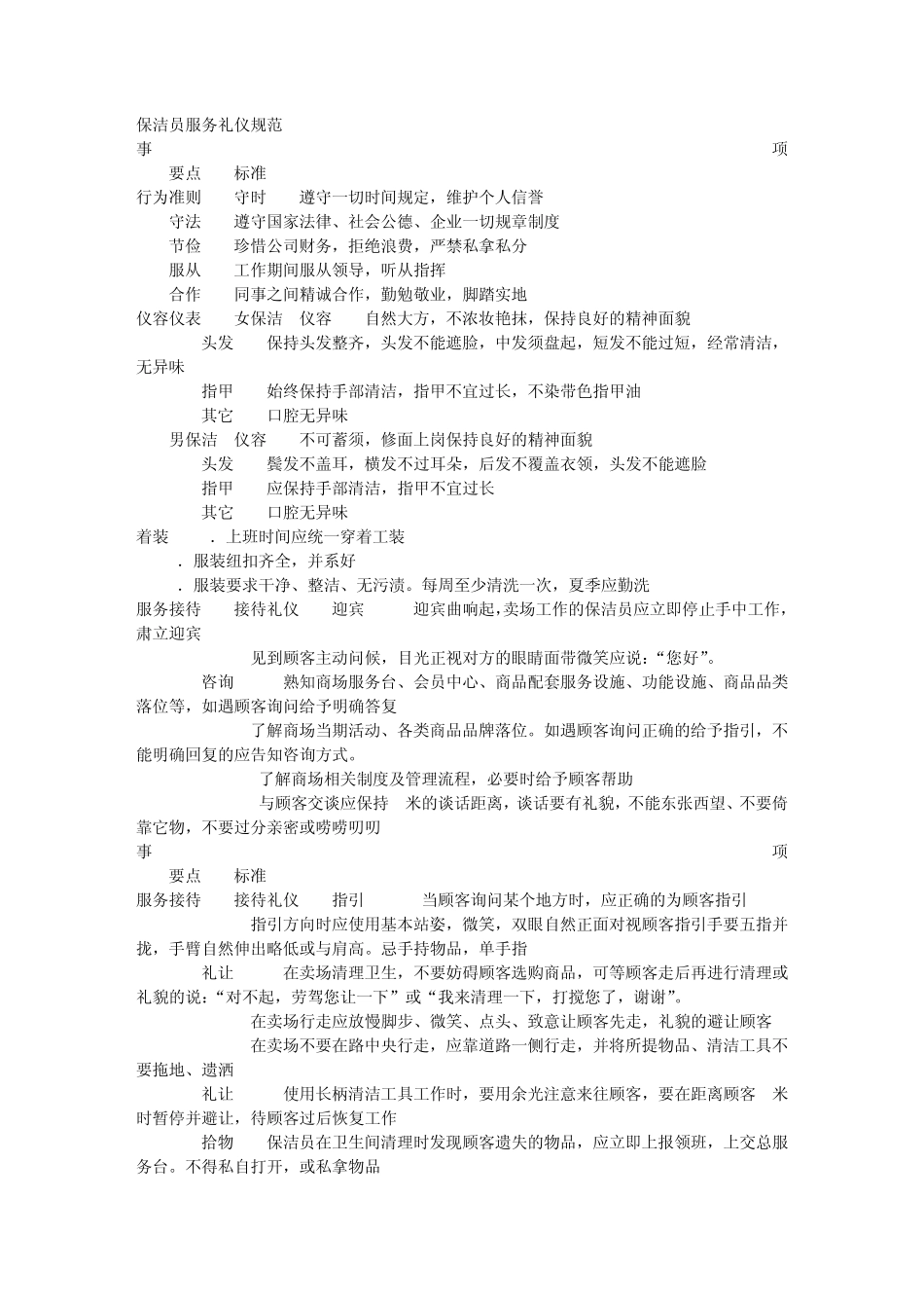 保洁员服务规范_第1页