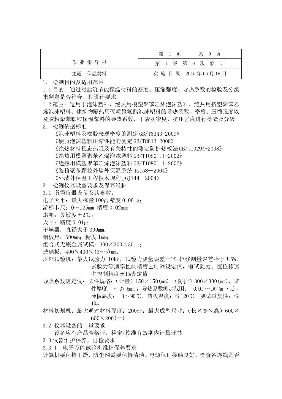 保温材料检测作业指导书_第1页