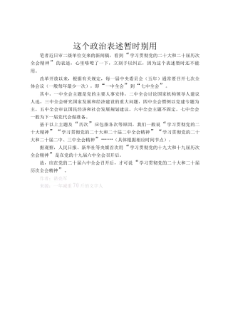 这个政治表述暂时别用