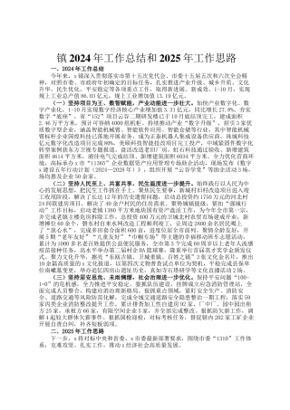镇2024年工作总结和2025年工作思路