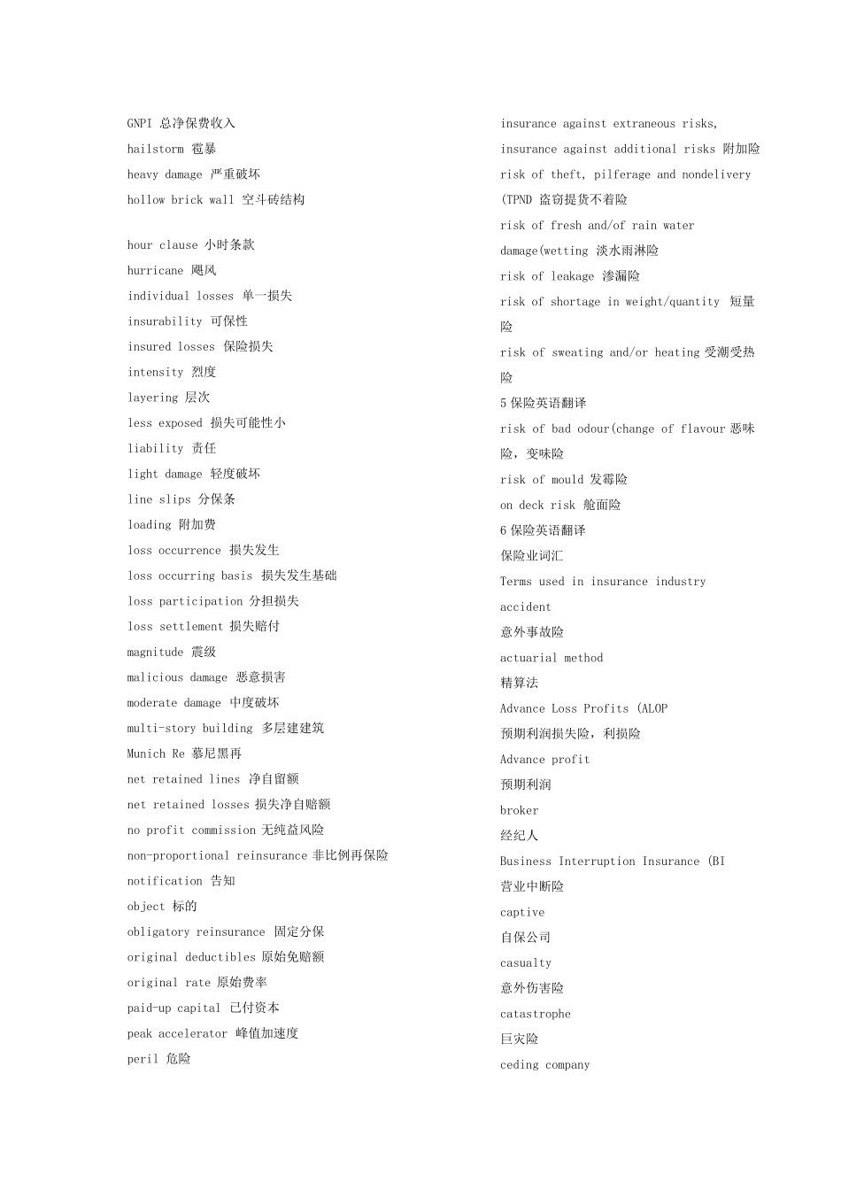 保险专业英语常用词汇大全_第2页