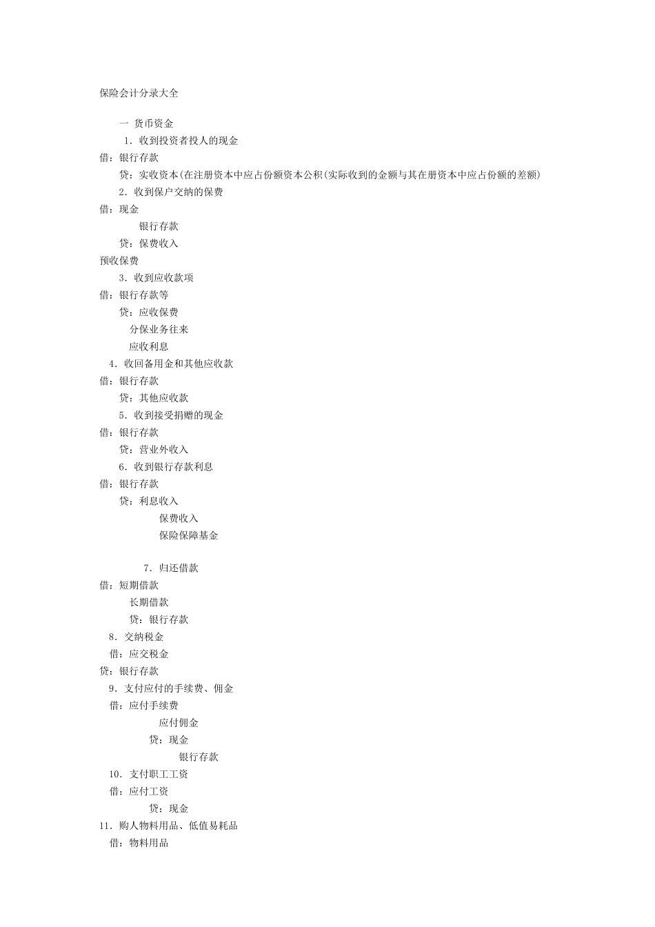 保险会计分录大全_第1页
