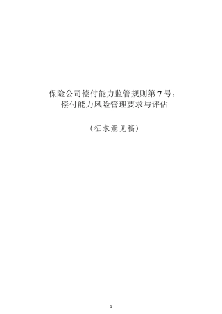 保险公司偿付能力监管规则第7号