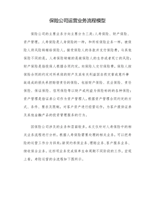 保险公司运营业务流程模型