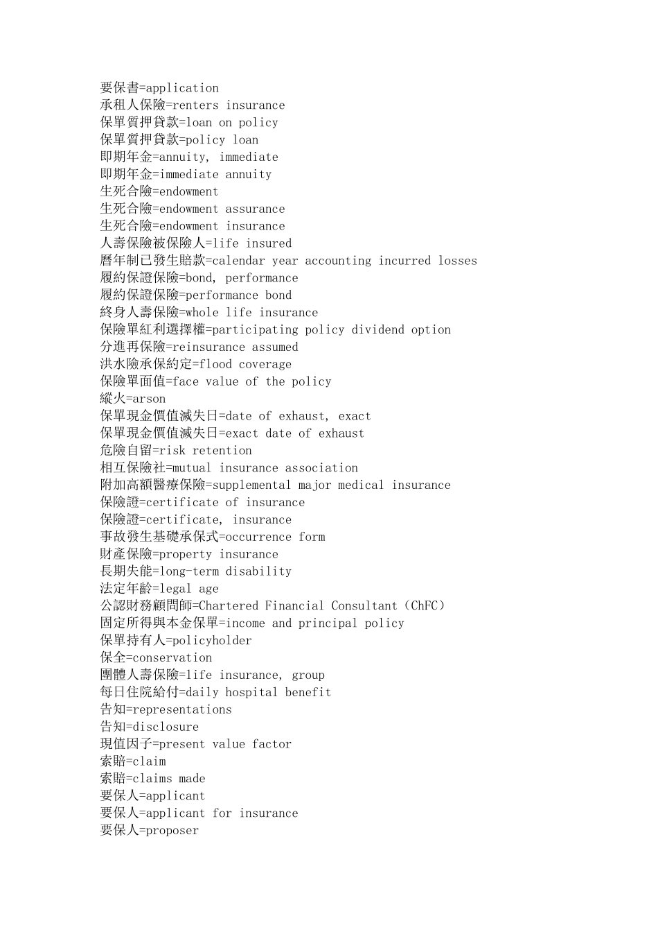 保险领域行业词汇中英对照_第2页