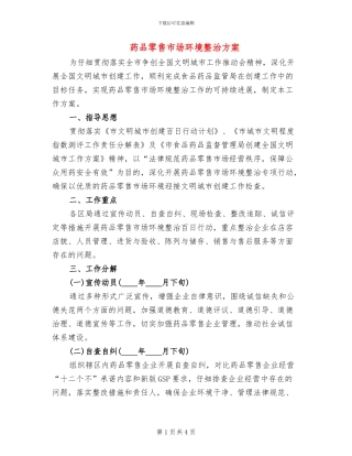 药品零售市场环境整治方案