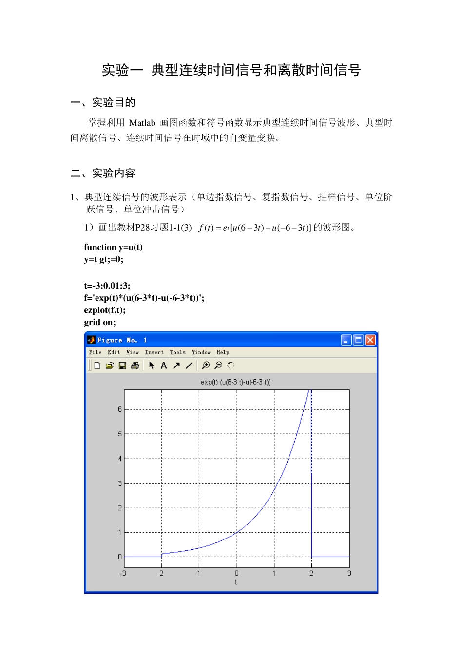 信号与系统Matlab实验作业_第1页