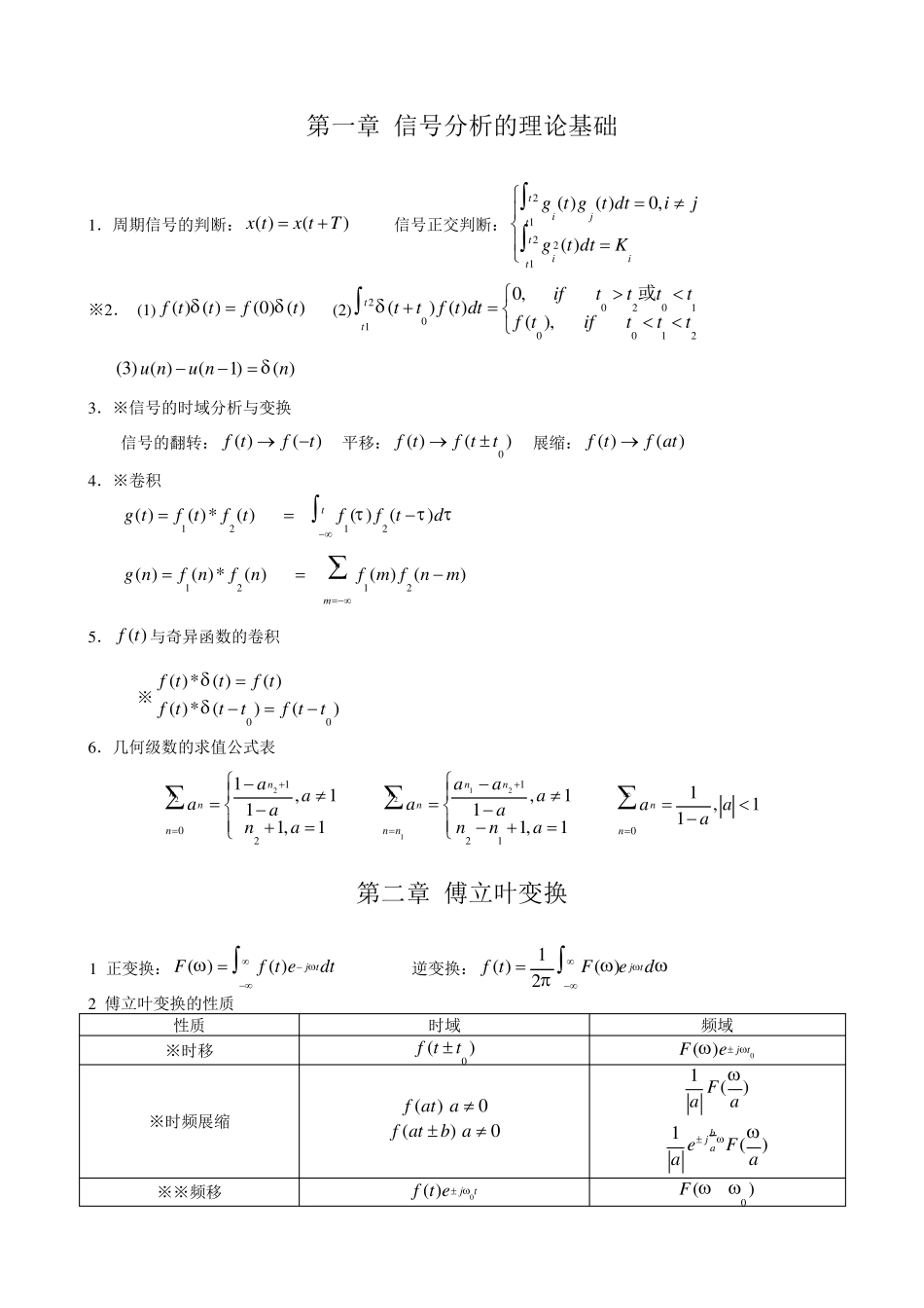 信号与系统公式总结_第1页