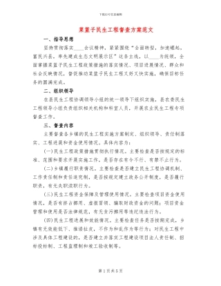 菜篮子民生工程督查方案范文