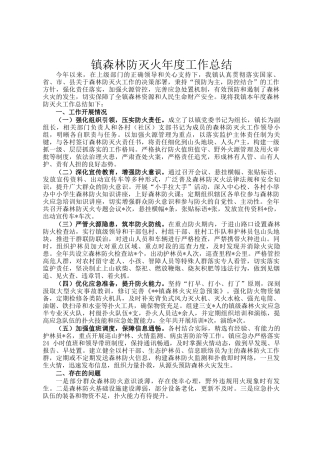 镇森林防灭火年度工作总结