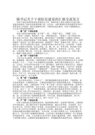 镇书记关于干部队伍建设的汇报交流发言