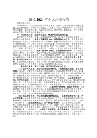 镇长2024年个人述职报告