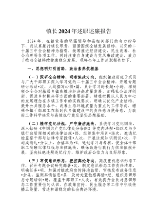 镇长2024年述职述廉报告